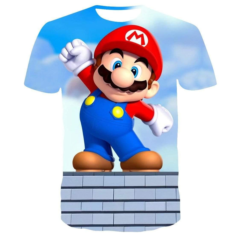 ezy2find T Shirt 2 Style / XXS Foreign Trade Trend COS Game Mario Peripheral Character Clothing 3DDigital Color Printing Personality Ccasual Short-Sleeved T-shirt