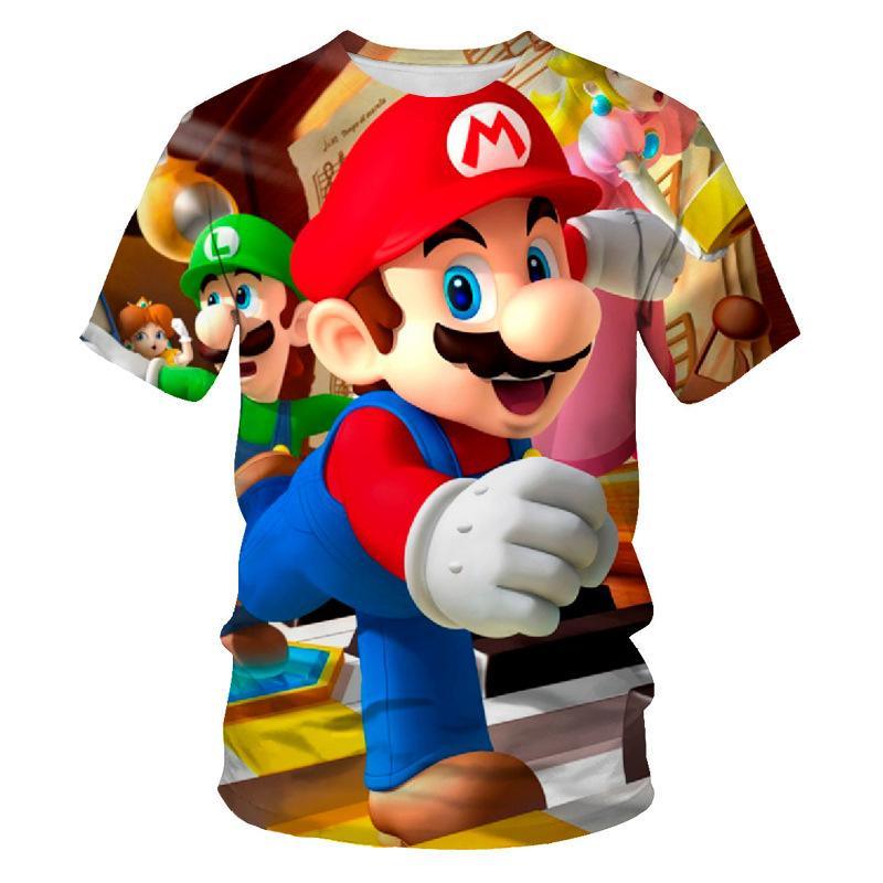 ezy2find T Shirt 3 Style / XXS Foreign Trade Trend COS Game Mario Peripheral Character Clothing 3DDigital Color Printing Personality Ccasual Short-Sleeved T-shirt