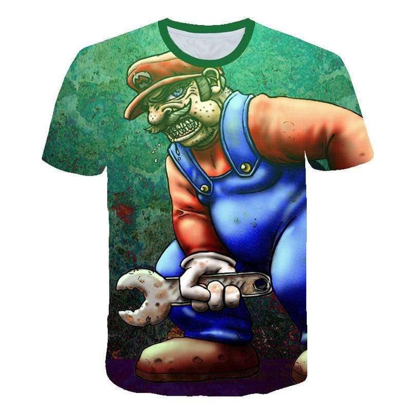ezy2find T Shirt 5 Style / XXS Foreign Trade Trend COS Game Mario Peripheral Character Clothing 3DDigital Color Printing Personality Ccasual Short-Sleeved T-shirt