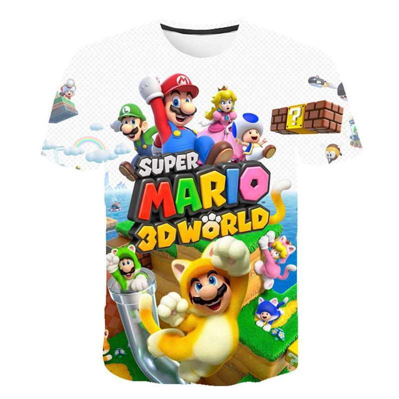 ezy2find T Shirt 6 Style / XXS Foreign Trade Trend COS Game Mario Peripheral Character Clothing 3DDigital Color Printing Personality Ccasual Short-Sleeved T-shirt