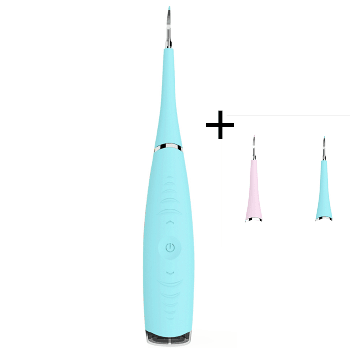 ezy2find tooth scaler Blue with 2 head / Set Portable Electric Sonic Dental Scaler Tooth Calculus Remover Tooth Stains Tartar Tool Dentist Whiten Teeth Health Hygiene white