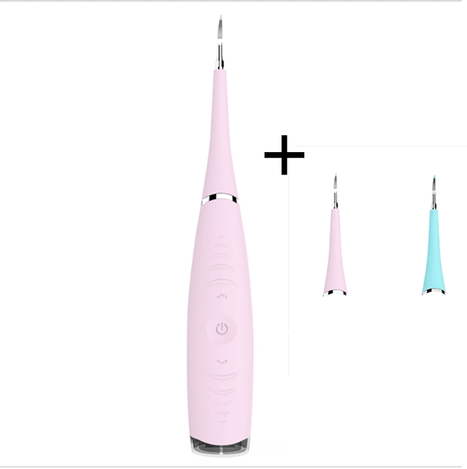 ezy2find tooth scaler Pink with 2 head / Set Portable Electric Sonic Dental Scaler Tooth Calculus Remover Tooth Stains Tartar Tool Dentist Whiten Teeth Health Hygiene white