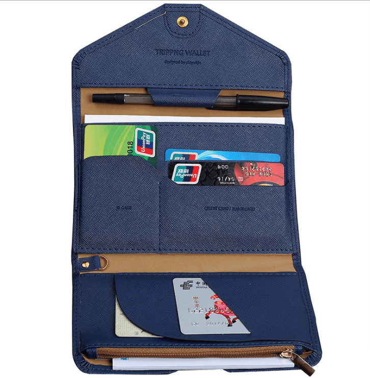 ezy2find Travel Bag Passport Multifunctional Travel Bag Passport Cover Foldable Credit Card Holder Money Wallet ID Documents Flight Bit License Purse Bag