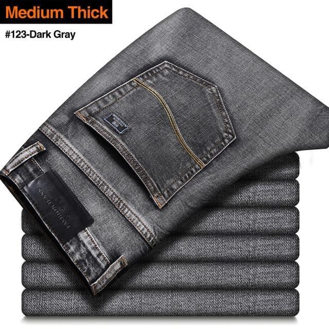 ezy2find trouser Regular 123-DarkGray / 40 Men's Stretch-fit Thin Jeans Business Casual Denim Trousers Male Black Blue Gray Pants