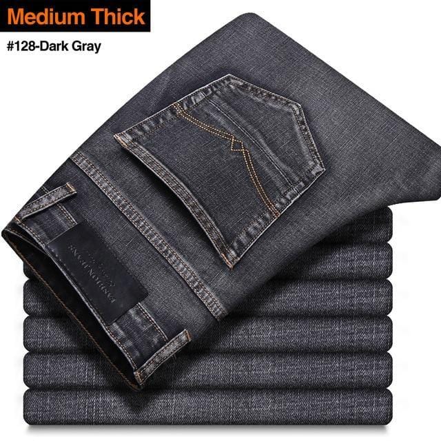 ezy2find trouser Regular 128-DarkGray / 29 Men's Stretch-fit Thin Jeans Business Casual Denim Trousers Male Black Blue Gray Pants