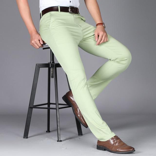 ezy2find trousers Green / 29 men suit pants casual office high quality trousers business pants