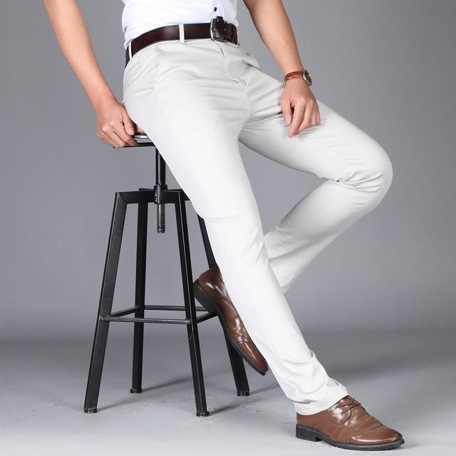ezy2find trousers meter white / 38 men suit pants casual office high quality trousers business pants