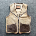 ezy2find vest Beige / XXL Lamb wool warm leather vest