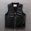 ezy2find vest Black / 4XL Lamb wool warm leather vest
