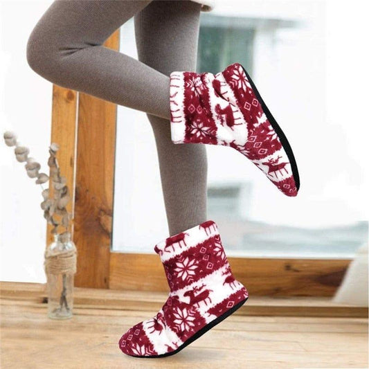 ezy2find warm slippers Womens Slippers Winter Floor Shoes Indoor Home Christmas Elk Fur Contton Plush Anti Skid Non Slip soft deer Warm Female Boots