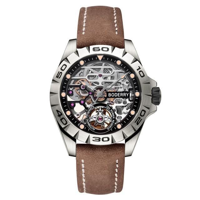 ezy2find watch Black Leather 1 Titanium Case 2020 Top Brand Luxury Men's Watches Skeleton Automatic Mechanical Watch for Men Waterproof