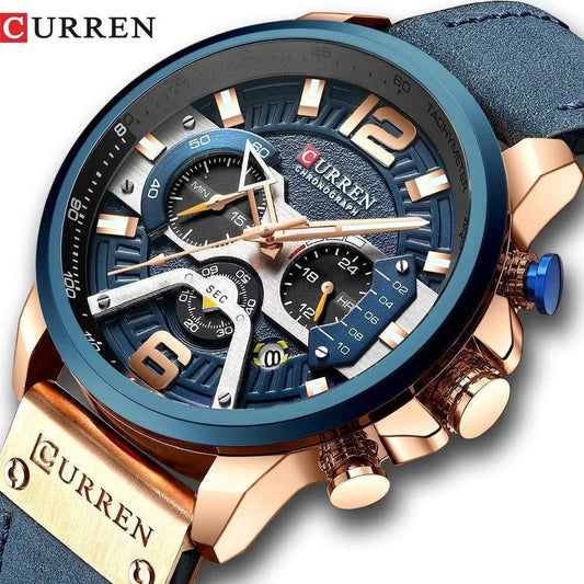 ezy2find watch CURREN Casual Sport Watches for Men Blue Top Brand Luxury Military Leather Wrist Watch Man Clock Fashion Chronograph Wristwatch