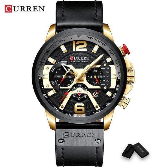ezy2find watch gold black - box / China CURREN Casual Sport Watches for Men Blue Top Brand Luxury Military Leather Wrist Watch Man Clock Fashion Chronograph Wristwatch