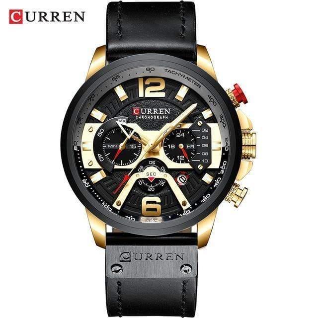 ezy2find watch gold black watch / China CURREN Casual Sport Watches for Men Blue Top Brand Luxury Military Leather Wrist Watch Man Clock Fashion Chronograph Wristwatch
