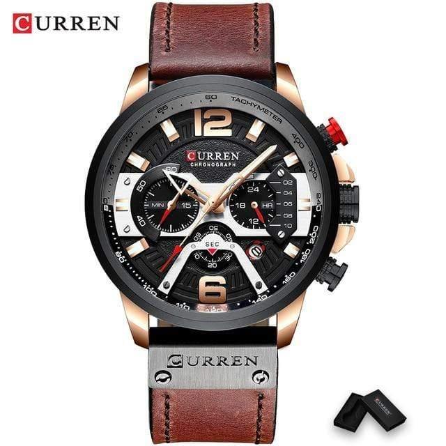 ezy2find watch rose black - box / China CURREN Casual Sport Watches for Men Blue Top Brand Luxury Military Leather Wrist Watch Man Clock Fashion Chronograph Wristwatch