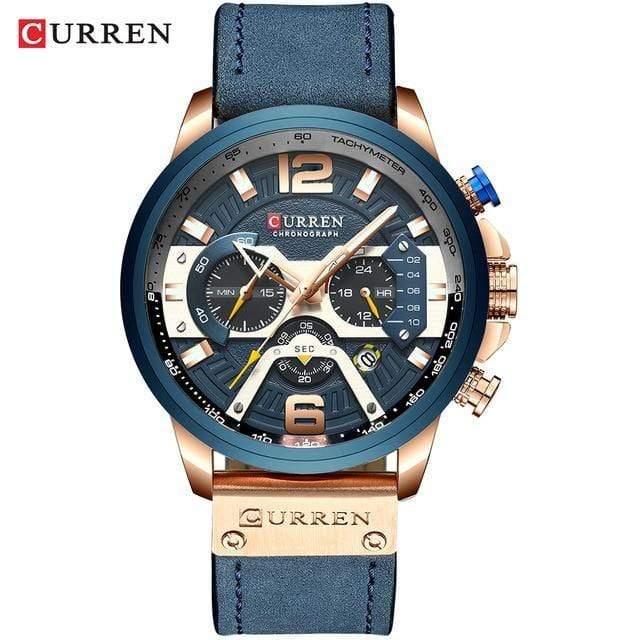 ezy2find watch rose blue watch / China CURREN Casual Sport Watches for Men Blue Top Brand Luxury Military Leather Wrist Watch Man Clock Fashion Chronograph Wristwatch