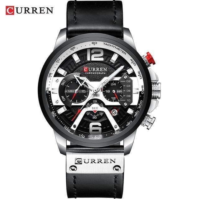 ezy2find watch silver black watch / China CURREN Casual Sport Watches for Men Blue Top Brand Luxury Military Leather Wrist Watch Man Clock Fashion Chronograph Wristwatch