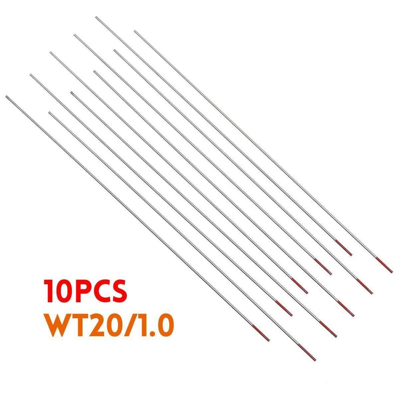 ezy2find welding rods 1.0mm 10Pcs 1.0/1.6 /2.4mm TIG Welding Tungsten Electrode 150mm WT20 Red Tip Rod