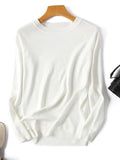 ezy2find White / M 2022 Autumn Winter Long Sleeve Striped Pullover Women Sweater Knitted Sweaters O-Neck Tops Korean Pull Femme Jumper Female White