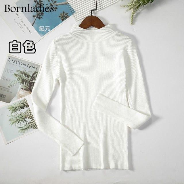 ezy2find white / One Size Bornladies Autumn Winter Basic Turtleneck Knitting Bottoming Warm Sweaters 2022 Women&