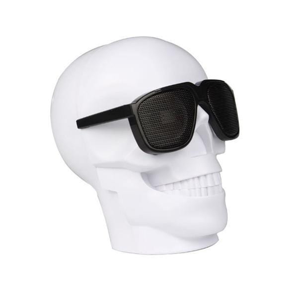 ezy2find Wireless Bluetooth Speaker White Skull with Sunglass Shape Wireless Bluetooth Speaker