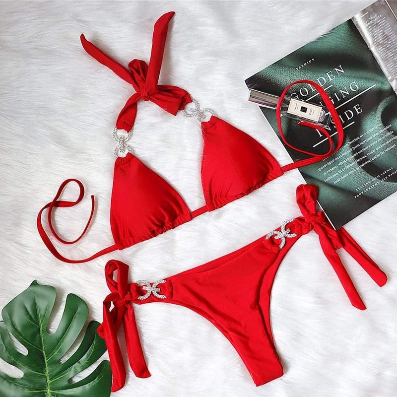 ezy2find Women's Bathers Red / S Bikini Crystal Diamond Swimsuit