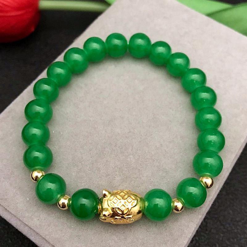 ezy2find Women's Bracelet 10mm / Green Birth Year Gold Pig Bracelet Pink Green Double Color Gold Bead Bracelet