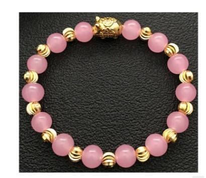 ezy2find Women's Bracelet 10mm / Pink Birth Year Gold Pig Bracelet Pink Green Double Color Gold Bead Bracelet