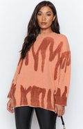 ezy2find women's coat L / Brazil / Orange Spring and Autumn Period  The New Easing Show Thin Female Tie-Dye Knit Female Printed Sweaters свитер
