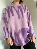 ezy2find women's coat L / Brazil / Purple Spring and Autumn Period  The New Easing Show Thin Female Tie-Dye Knit Female Printed Sweaters свитер