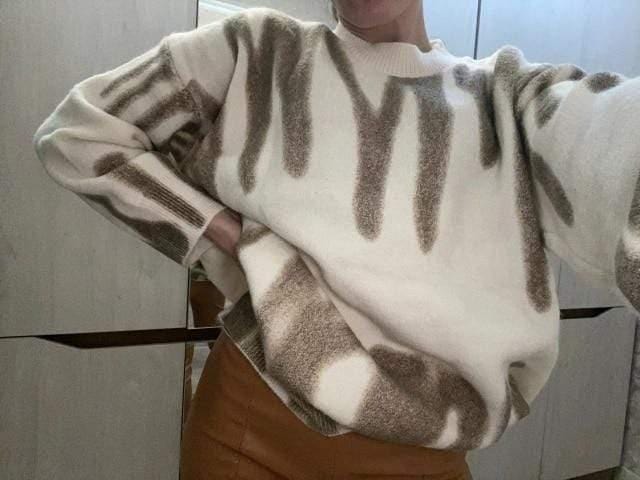ezy2find women's coat S / Brazil / Khaki Spring and Autumn Period  The New Easing Show Thin Female Tie-Dye Knit Female Printed Sweaters свитер
