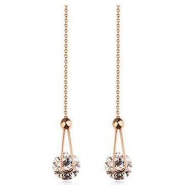 ezy2find women's earrings Golden Elite Hanging Solitaires Chain Earrings