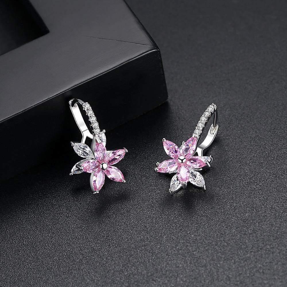 ezy2find women's earrings Pink Fashion earrings snowflake zircon earrings horse-eye multicolor earrings