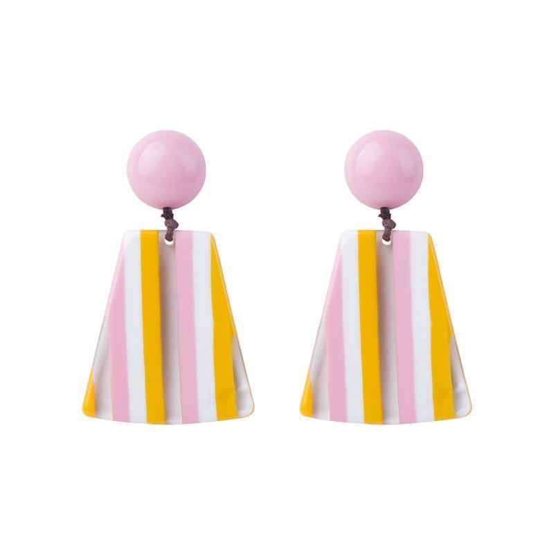 ezy2find women's earrings Pink Geometric trapezoid stripe earrings
