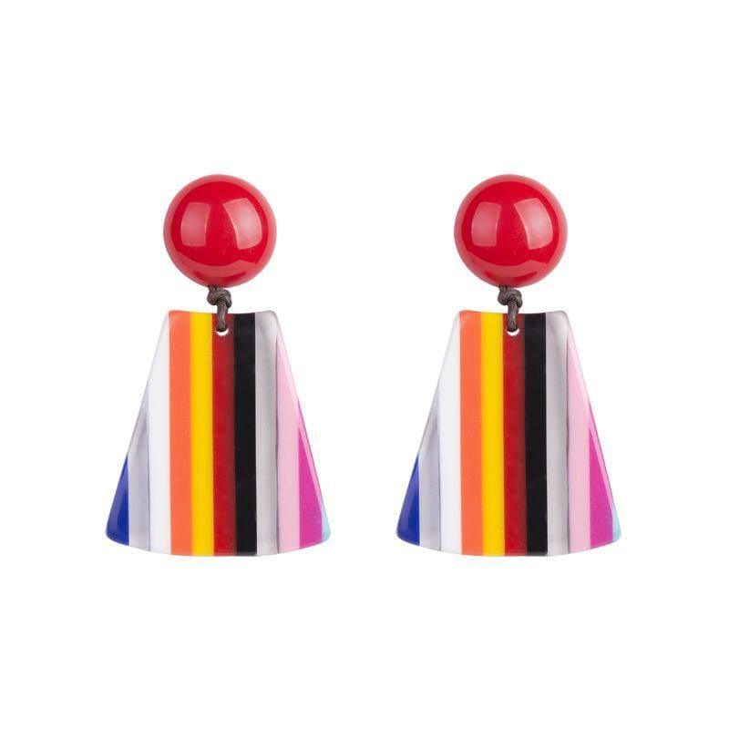 ezy2find women's earrings Red Geometric trapezoid stripe earrings