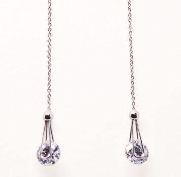 ezy2find women's earrings Silver Elite Hanging Solitaires Chain Earrings