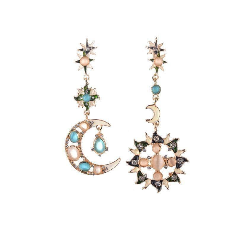ezy2find women's earrings Standard Sleek minimalist sun moon asymmetric earrings