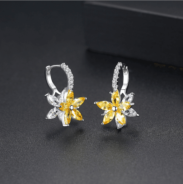 ezy2find women's earrings yellow Fashion earrings snowflake zircon earrings horse-eye multicolor earrings