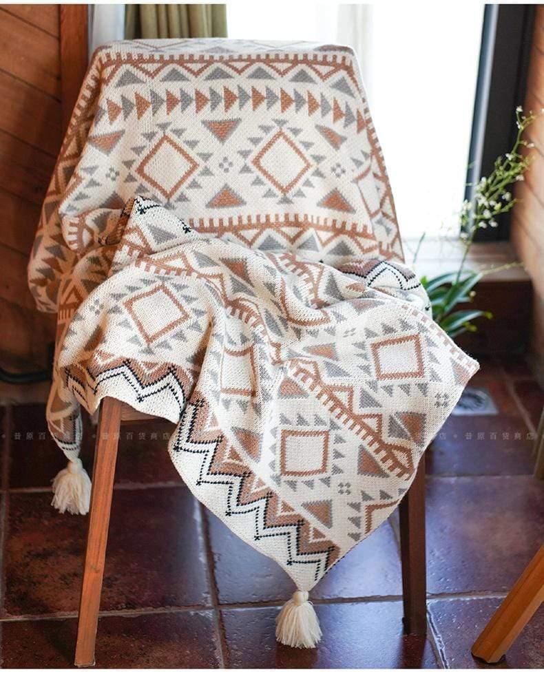 ezy2find Women's hand made shawl White / 130x150cm Acrylic Knitted Bohemian Shawl Blanket