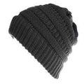 ezy2find women's hats Black Mixed Color Knitted Wool Hat Ladies Non-labeled Ponytail Hat