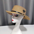 ezy2find women's hats Dark Khaki Beach Hat Korean Style Fashion Belt Buckle Straw Hat