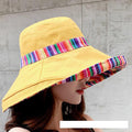 ezy2find women's hats Yellow Sun Hat Women's big eaves summer Korean versatile hat fisherman's hat Japanese face covering sun hat foldable sun hat