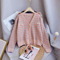 ezy2find Women's Jumpers Pink / S Short Plaid Small Fragrant Style Sweater