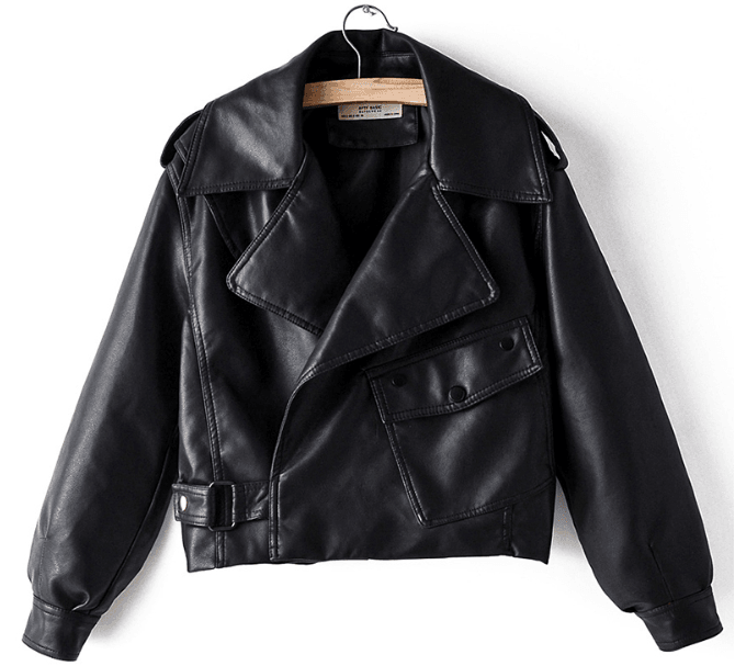 ezy2find women's leather jackets Black / L Women's PU Leather Jacket with Short Washed Leather Jacket