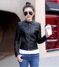 ezy2find women's leather jackets Black / M Korean women's skinny motorcycle leather jacket