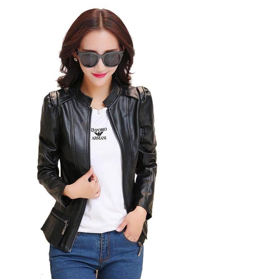 ezy2find women's leather jackets Black / M Locomotive leather jacket