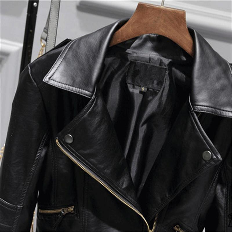ezy2find women's leather jackets Black plus velvet / S Ladies motorcycle leather