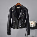 ezy2find women's leather jackets Black / S Rivet Suit Collar Women Washed PU Leather Jacket