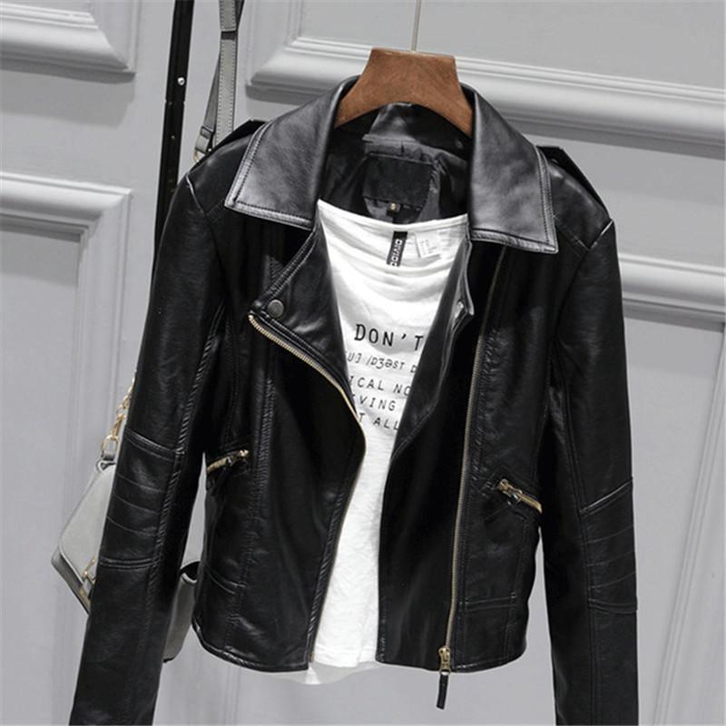 ezy2find women's leather jackets Black washed leather / XL Ladies motorcycle leather