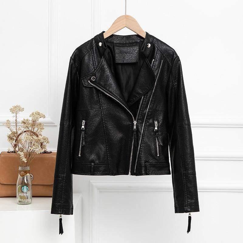 ezy2find women's leather jackets black / XL Women's leather short jacket